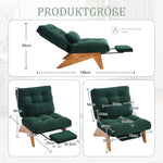 Lounge Chair Adjustable Backless Footrest Lumbar Cushion, Fabric Wooden Legs