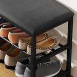 Shoe Bench with Seat, Storage & 2 Open Compartments - Black