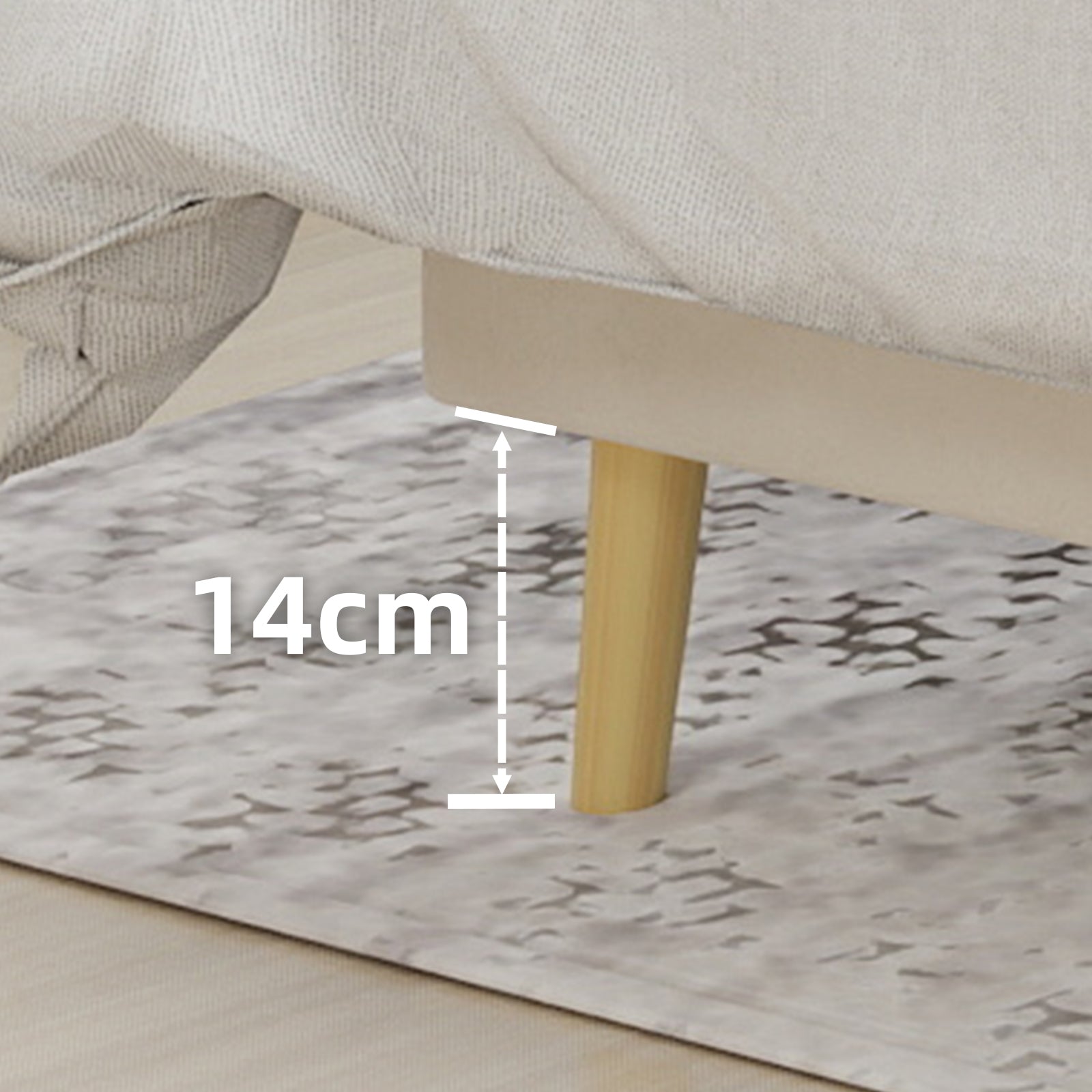 Modern Soft Bed 160x200cm Comfortable Headboard - Beige