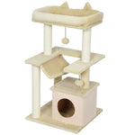 Cat Tree, Scratching Post, Perch, Hammock, Cream