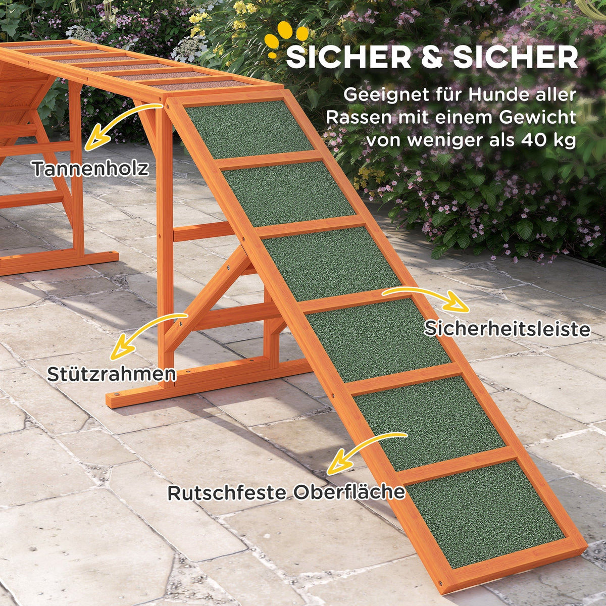 Dog Agility Bridge, Non-Slip Surface, Orange