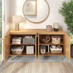 Modern Sideboard with 4 Doors and Adjustable Shelves, Natural Wood Look