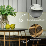 Side Table Set, 2 Coffee Tables with Hand-Woven Table Top, Sand