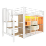Mid-Height Bed 90x200cm with LED Lighting & Storage, White