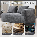 Sofa, Plush 2-Person No Assembly Side Pockets, Grey