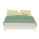 Modern Minimalist Bed Frame 140x200cm with Mattress, Beige Velvet