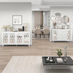 Mirrored Sideboard Crystal Handles 147.5x40x102cm, White