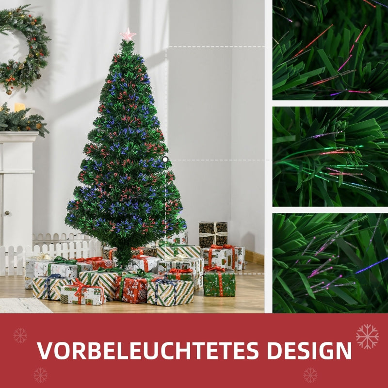 Artificial Christmas Tree 150cm, LED Lights & 180 Tips, Green