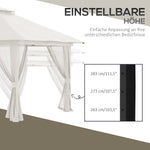 Folding Pavilion 4x4m Mesh Curtains UV Protection Double Roof, Cream White