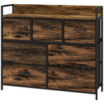 Chest of Drawers, 7 Fabric Drawers, Anti-Tip, Brown MDF