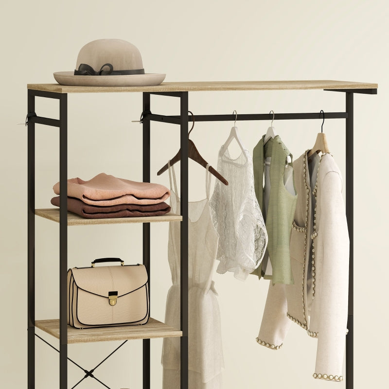 Coat Rack, Clothes Rail Shoe Rack Storage, Oak