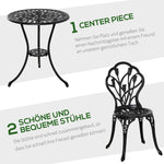 2-Person Outdoor Seating Set with Table & Chairs, Black Aluminum