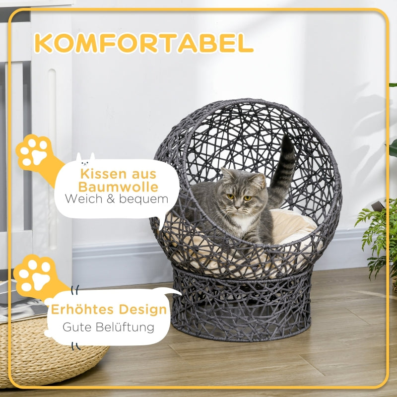 Cat Basket Cat Cave, 2-Piece with Cushion, Anthracite