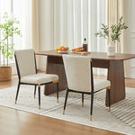 Set of 2 Dining Chairs Scandinavian Style Black/Gold Legs - Cream Fabric