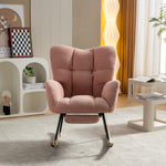 009B Rocking Chair Modern Padded Extendable Footrest Teddy Fabric Pink