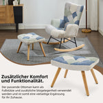 Rocking Recliner with Footstool and Upholstered Armchair, Patchwork Houndstooth Pattern