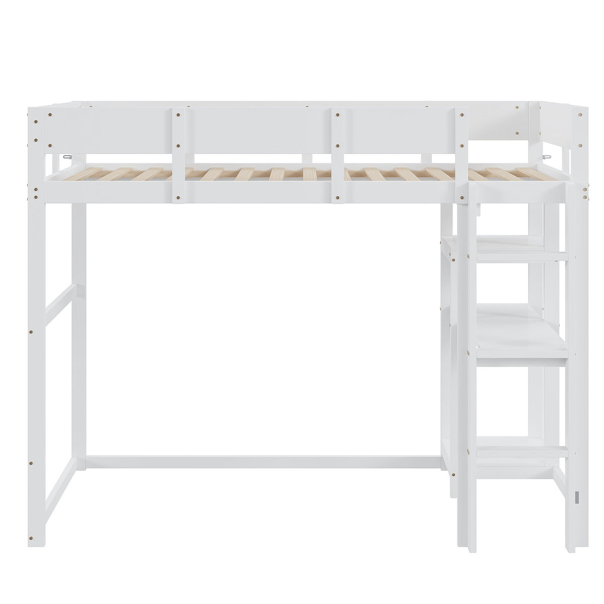 Loft Bed with Storage 90x200cm Solid Pine Wood White