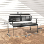 2-Seater Garden Bench, Water-Repellent, 240kg Load, Black