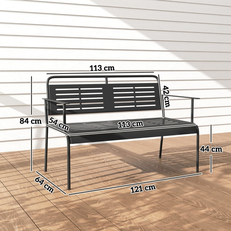 2-Seater Garden Bench, Water-Repellent, 240kg Load, Black
