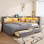 3-in-1 Sofa Daybed 90x200cm Extendable with LED & Drawers