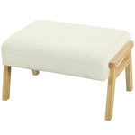 Stool, soft seat cushion, wooden legs, corduroy look cream white