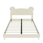 Modern Upholstered Bed 140x200cm with Mattress, Cartoon Design, Beige