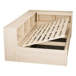 Sofa Bed 90x200cm with Hydraulic Storage & LED, Wood Color