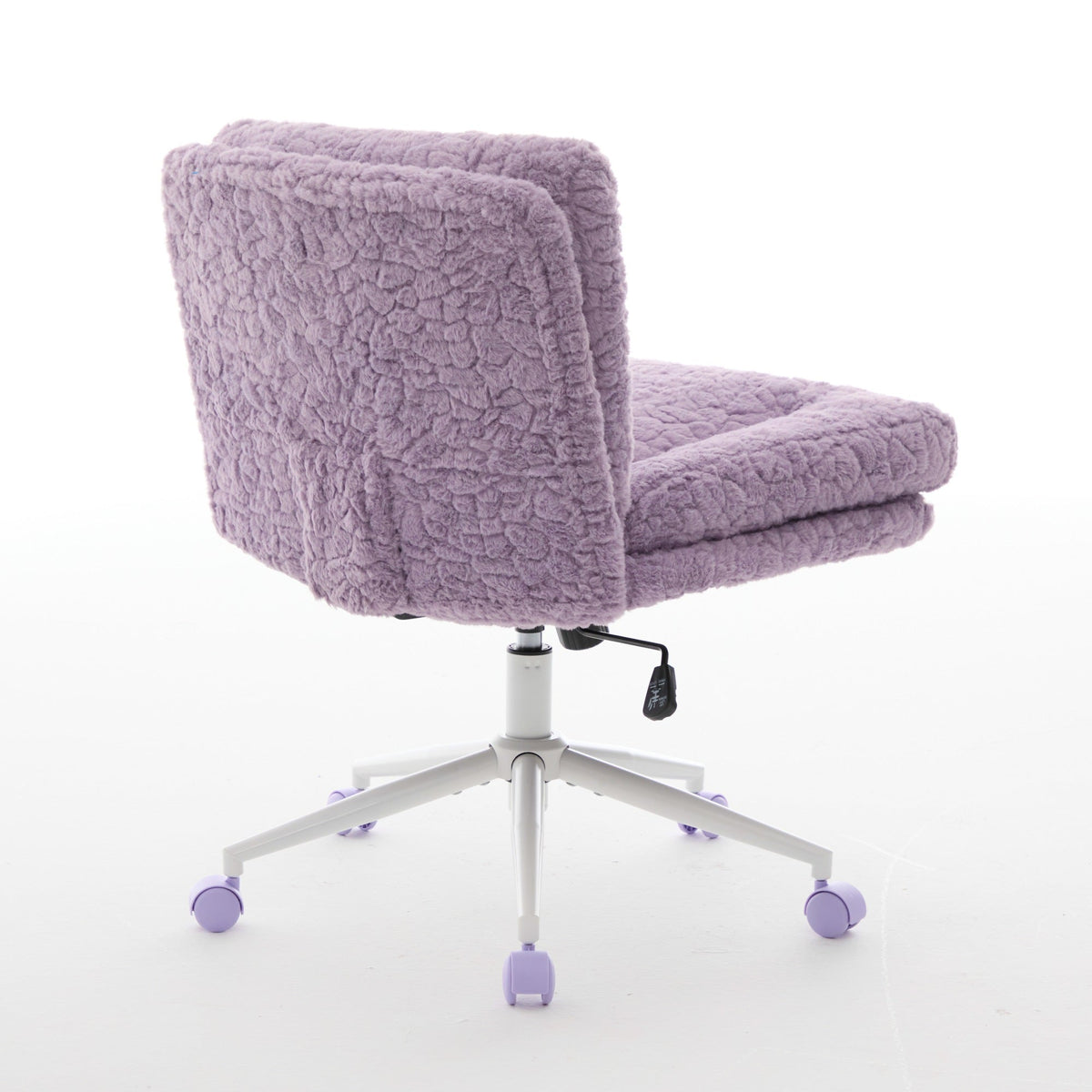 Office Chair with 26.4 Inch Wide Adjustable Swivel Seat, Violet Artificial Rabbit Hair