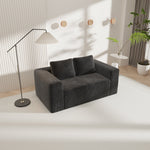 Boneless Deep Seat 2-Seater Couch No Assembly Foam Floor Sofa Plush Corduroy Black