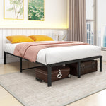 Metal Bed Frame 140x200 cm - Sturdy Platform Bed, Metal