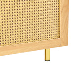 Modular Storage Cabinet Sideboard, 3-Door Rattan Rustic 180cm, Natural Wood Look