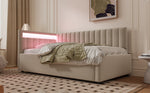 Upholstered Sofa Bed 90x200 with LED & Storage, Velvet, Beige