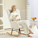 Rocking Chair, Armrests, Teddy Velvet, Cream White