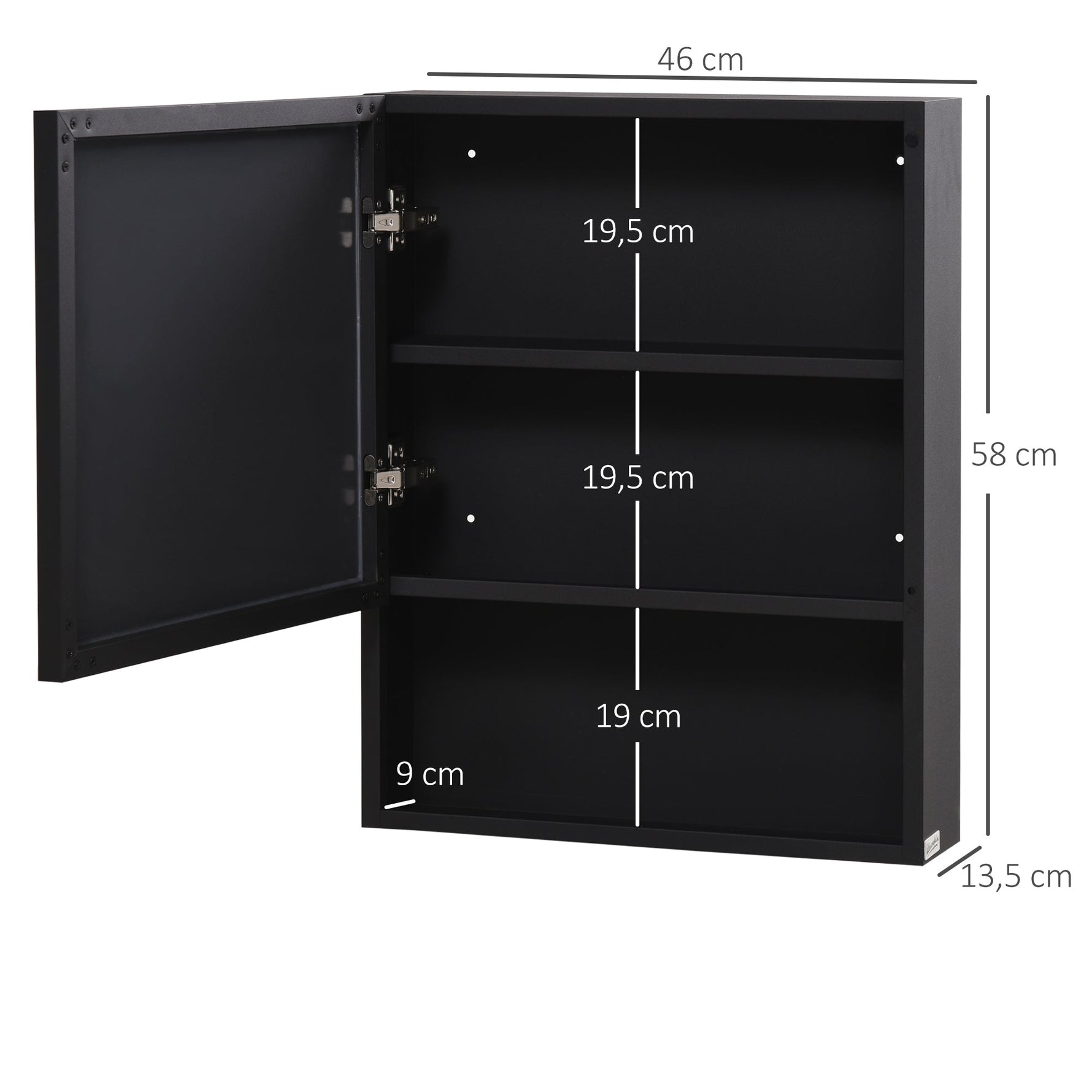 kleankin Mirror Cabinet with 2 Interior Shelves & Open Glass Shelf, Stainless Steel