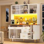 Tall Cabinet with LED Lighting and Pegboard Shelves, White