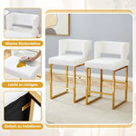 Bar Stools Set of 2 Nordic Style Square Gold Metal Legs