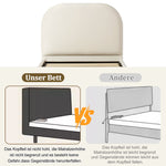 Upholstered Bed Single/Children's 90x200cm Hydraulic Storage with Padded Headboard, Velvet Beige