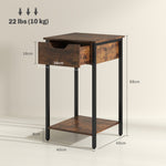 Side Table, Industrial Design Coffee Table with Steel Frame, Rustic Brown