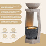 Garden Fountain with LED Lighting, Water Pump and Decorative Basin, Artificial Stone Beige