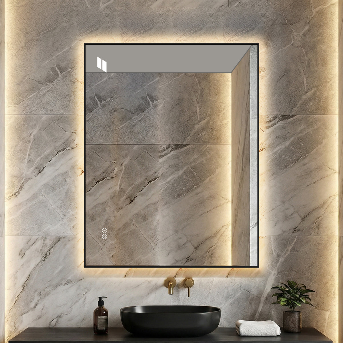LED Bathroom Mirror 70x90 cm - Anti-Fog Dimmable Silver Glass