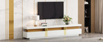 Lowboard TV Cabinet Modern 200cm 3 Drawers Cable Management - Marble Look