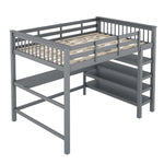 Loft Bed 140x200cm Storage Compartments Desk - Grey