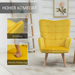 Armchair Wingback, Wooden Frame Lounge, Yellow Velvet