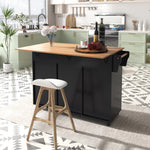Dining Cart Sideboard 129cm Extendable Folding Top Storage Wheels - Black