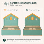 House Bed 140x200cm with 4 Drawers, Blue-Green Velvet