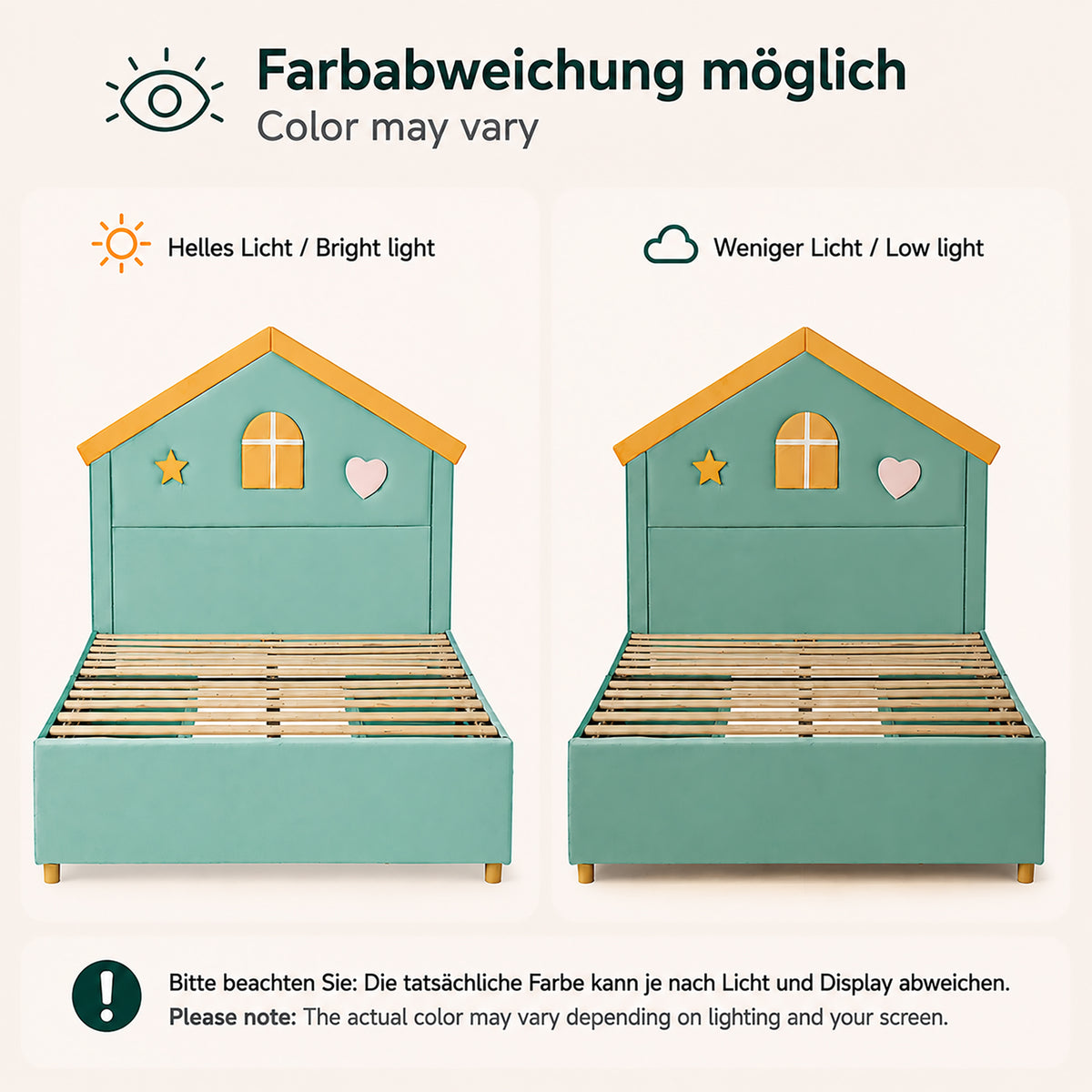 House Bed 140x200cm with 4 Drawers, Blue-Green Velvet