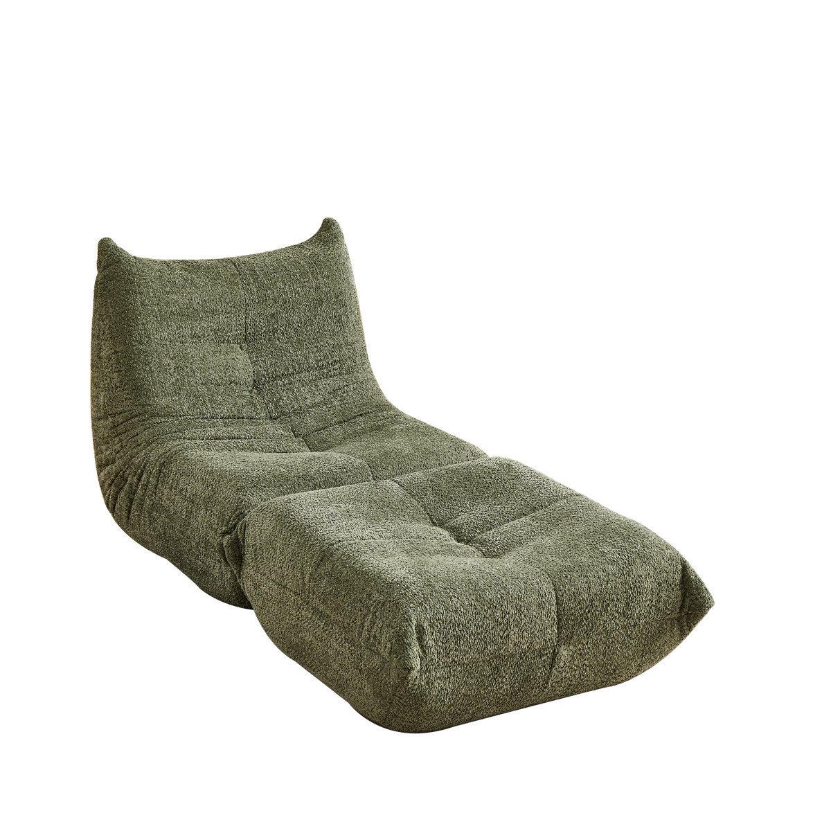 Chenille Togo Sofa with Footrest, Floor Lounge Chair with Memory Foam, Chenille Fabric