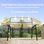 2-seater Garden Bench, Weatherproof Rattan Weave, Polyrattan Khaki