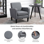 Recliner Chair, Upholstered Wooden Legs, Light Grey Linen Fabric