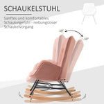 Nursing Rocking Chair, High Back Steel Frame, Pink Velvet